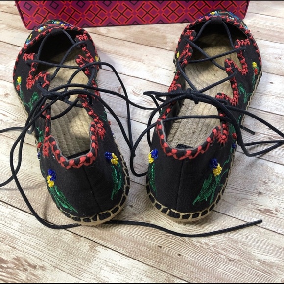 Tory Burch Sonoma Embroidered lace up Espadrilles - Picture 3 of 5